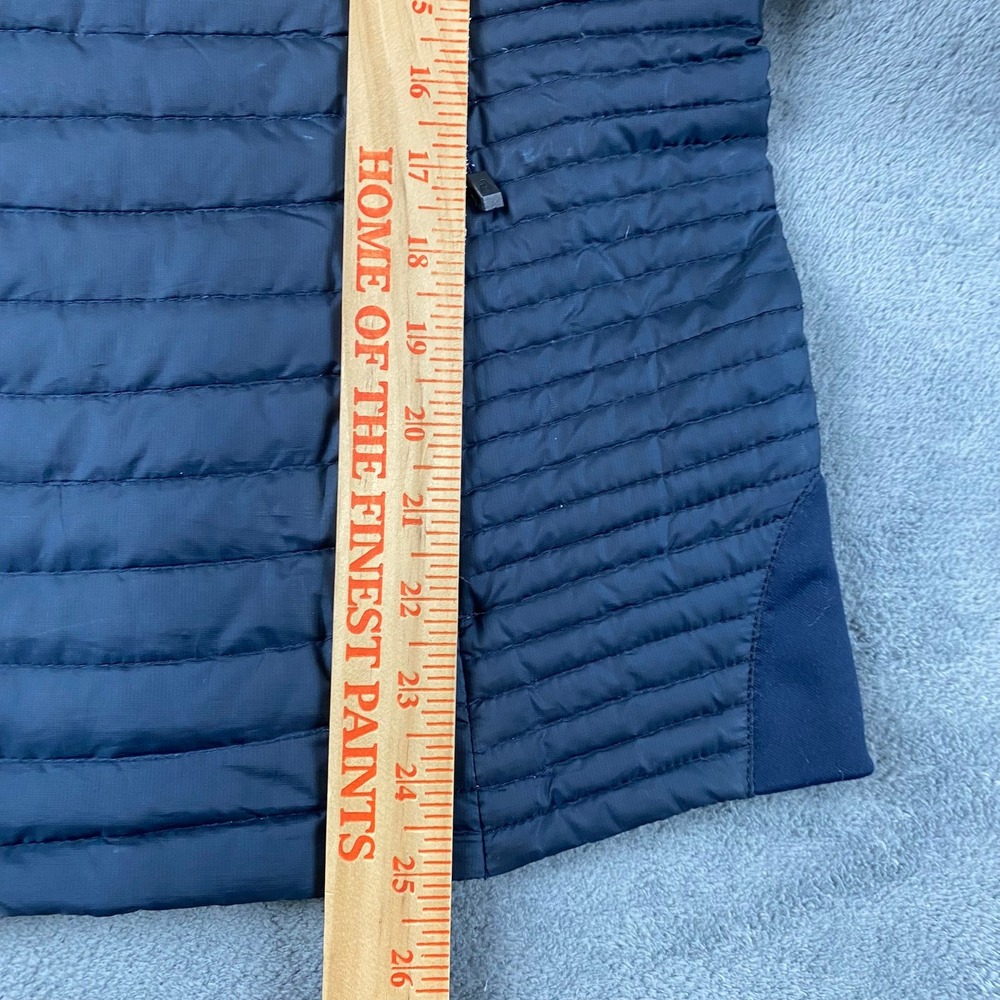 Eddie Bauer Womens XL StormDown 800 Puffer Jacket Navy Blue Lime Green Hooded - Picture 10 of 12